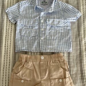 Adorable 2 piece fishing set, shirt and shorts